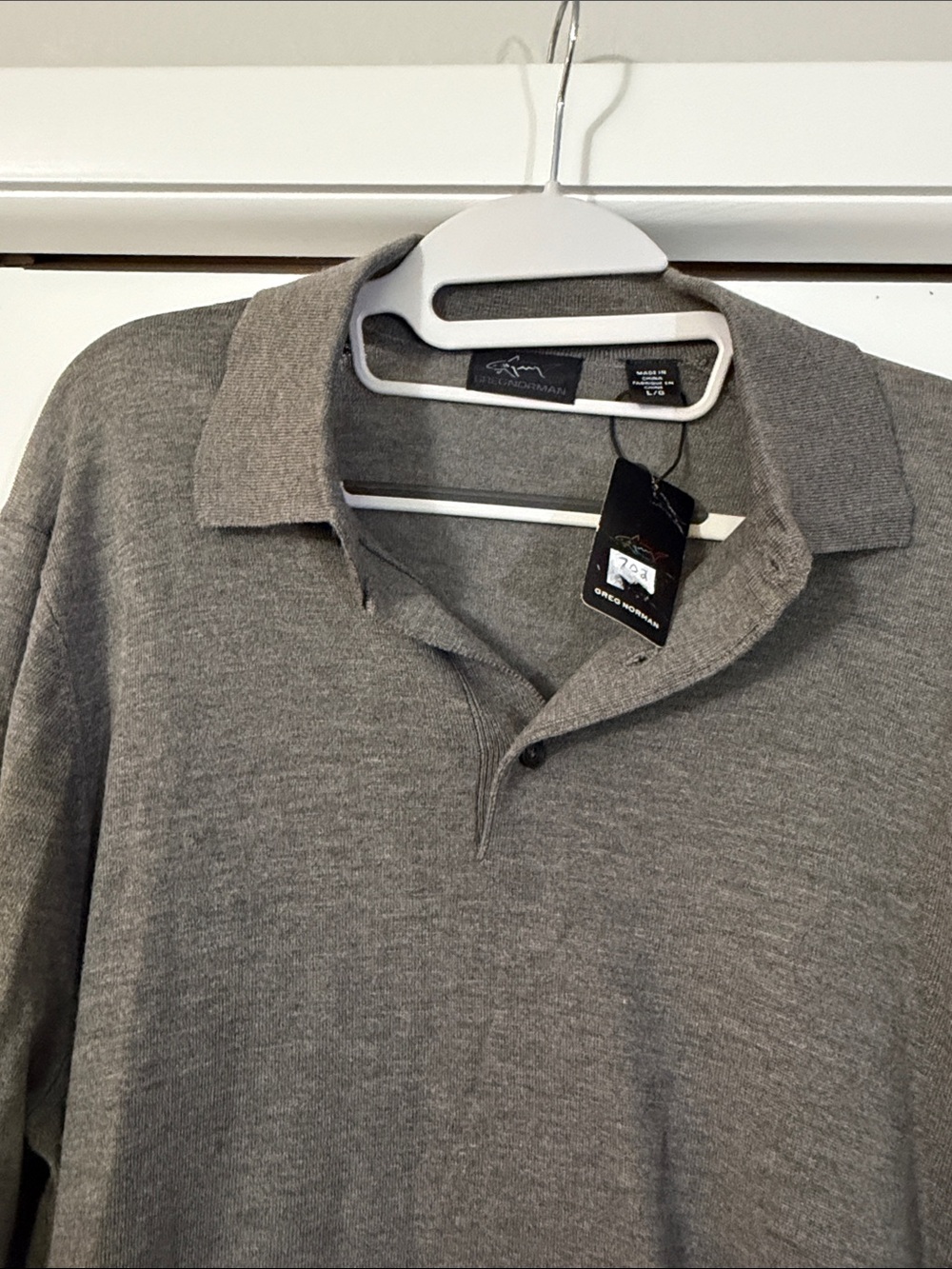 Greg Norman Collection Men's Gray Long-Sleeve Polo